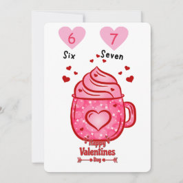 Süße rosa Herz-Tasse Valentinstag Grußkarte Einladung