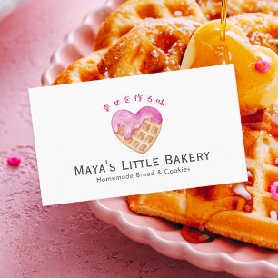 Süße rosa Herz-Waffel-Bäckerei Visitenkarte