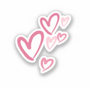 Süße rosa Herzen Doodle Aufkleber