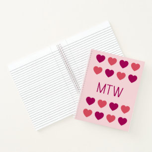 Süße rosa Herzen Initialen Monogramm Notizbuch