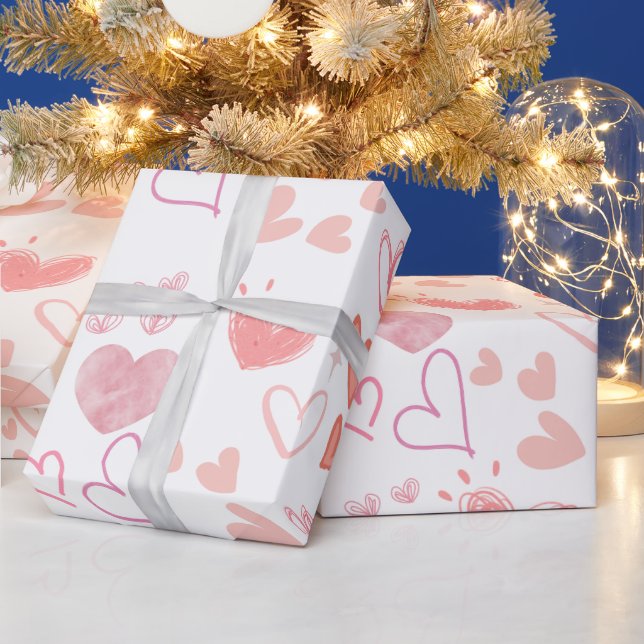 Süße rosa Herzen Muster Geschenkverpackungspapier Geschenkpapier (Feiertage)