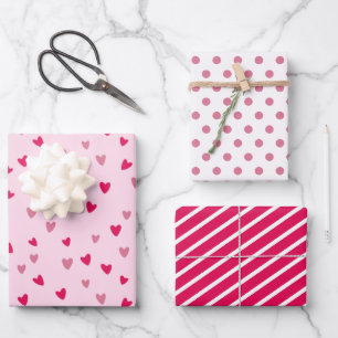 Süße rosa Herzen Romantisches Hochzeitsgeschenk-Se Geschenkpapier Set