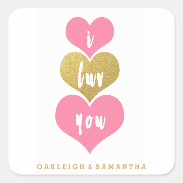 süße rosa Herzen | Valentines Stickers (Vorderseite)