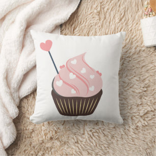 Süße rosa Herzen Valentinstag-Cupcake Kissen