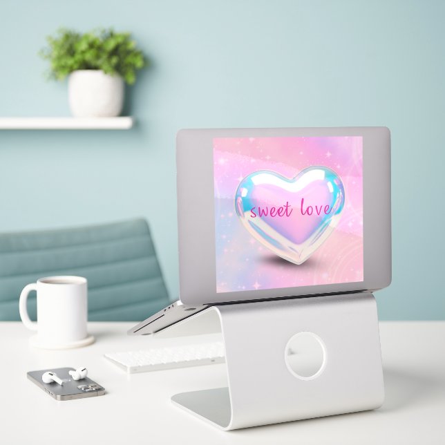 süße rosa herzliebe  aufkleber (Laptop auf Schreibtisch)