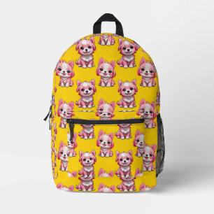Süße rosa Hunde - Gelb Bedruckter Rucksack