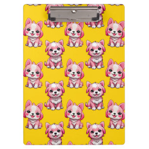 Süße rosa Hunde - Gelb Klemmbrett