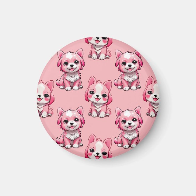 Süße rosa Hunde Magnet (Vorne)