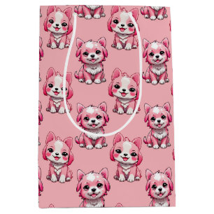 Süße rosa Hunde Mittlere Geschenktüte