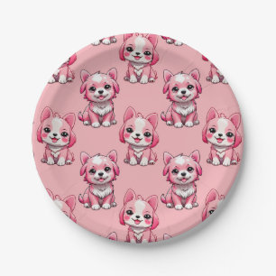 Süße rosa Hunde Pappteller
