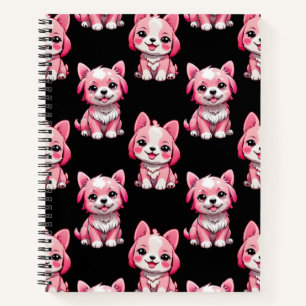 Süße rosa Hunde - Schwarz Notizbuch