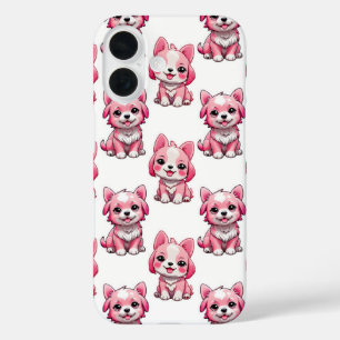 Süße rosa Hunde - Weiß iPhone 16 Hülle