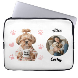 Süße rosa Hundemutter-Foto-Name Laptopschutzhülle