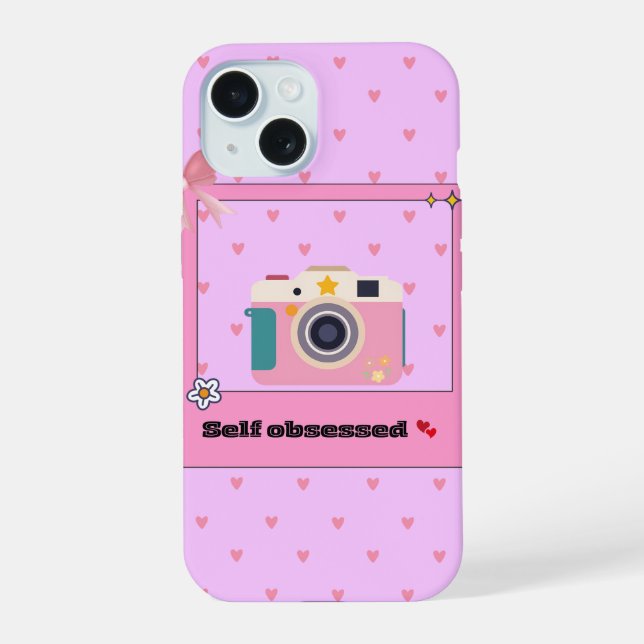 Süße rosa Kamera-Ästhetik-Handyhülle iPhone 15 Hülle (Rückseite)