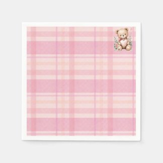 Süße rosa karierte Babyparty Serviette