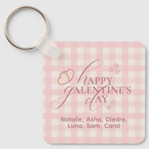 Süße Rosa Karo-Typografie Galentines Schlüsselanhänger