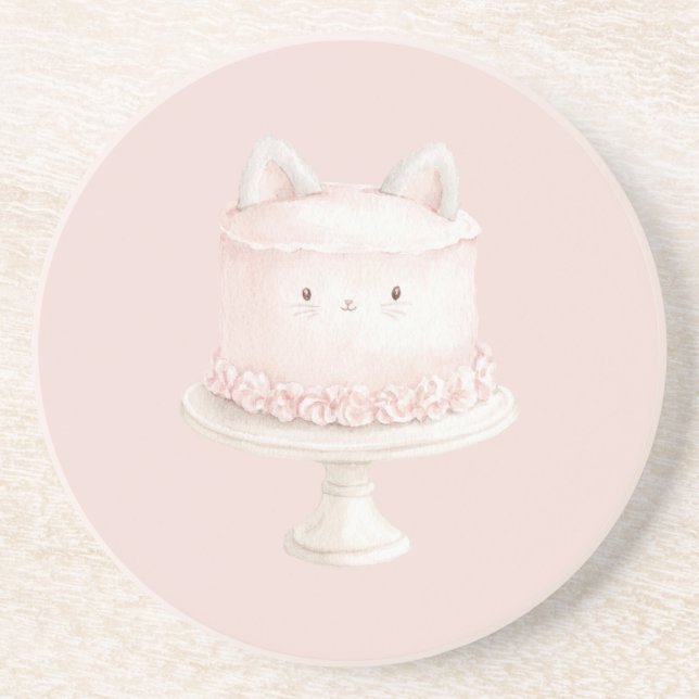 Süße Rosa Kätzchen-Torte Miau Getränkeuntersetzer (Vorne)