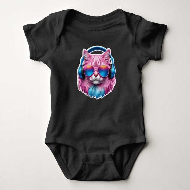 Süße rosa Katze  Baby Strampler (Vorderseite)