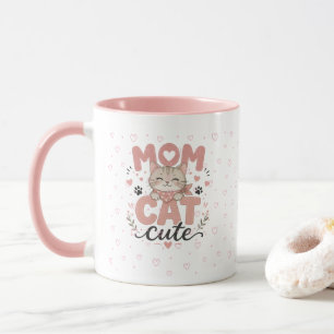 Süße rosa Katzen-Mama-Tasse   Muttertagsgeschenk Tasse