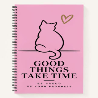 Süße rosa Katzen-Motivations- und Denkweise-Studen Notizbuch