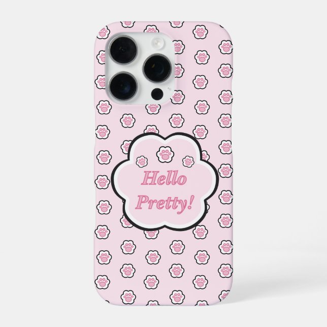 Süße rosa Katzenpfote Hallo Hübsche iPhone Hülle (Rückseite)