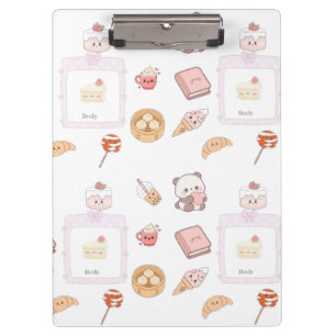 Süße rosa Kawaii Süßigkeiten Dessert Design Klemmbrett
