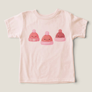 Süße rosa Kawaii-Wintermütze lächelnder Cartoon-To