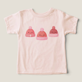 Süße rosa Kawaii-Wintermütze lächelnder Cartoon-To