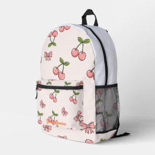 Süße rosa Kirschen & Schleifen Nahtloses Muster Bedruckter Rucksack