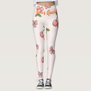 Süße rosa Kirschen & Schleifen Nahtloses Muster Leggings