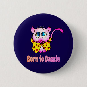 Süße rosa Kitty - Geboren, um Kunst zu blenden Button