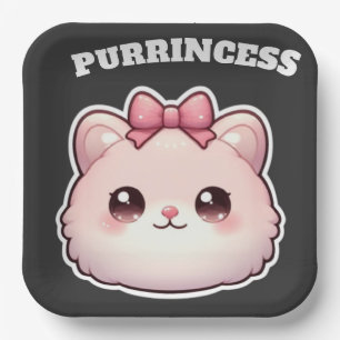 Süße Rosa-Kitty-Schleifen-Gestaltung Prinzessin Pappteller