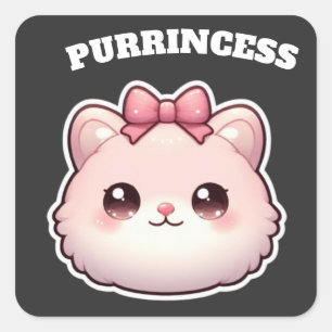 Süße Rosa-Kitty-Schleifendesign Prinzessin Quadratischer Aufkleber