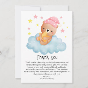 Süße rosa kleine Bär-Babyparty  Dankeskarte