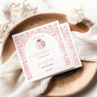 Süße rosa kleine Kürbis-Toile-Babymädchen-Party Serviette