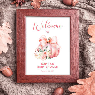 Süße rosa kleine Kürbisse Baby Shower Begrüßungssc Poster