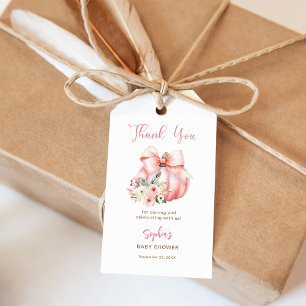 Süße rosa kleine Kürbisse Baby Shower Danke Geschenkanhänger