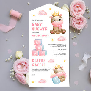 Süße Rosa Königin Cowgirl Baby Shower All In One Einladung
