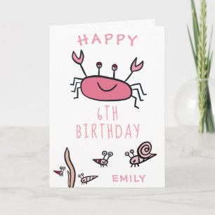 Süße rosa Krabbe Meerestiere Mädchen Alles Gute zu Karte