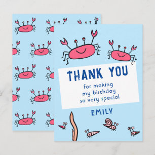 Süße rosa Krabbe Meerestiere Mädchen Geburtstag Da Postkarte