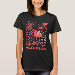 Süße rosa Lama Nur ein Mädchen das Faultiere und L T-Shirt