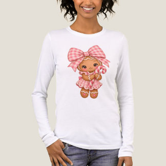Süße rosa Lebkuchen-Mädchen-Weihnachts-Wasserfarbe Tri-Blend Shirt