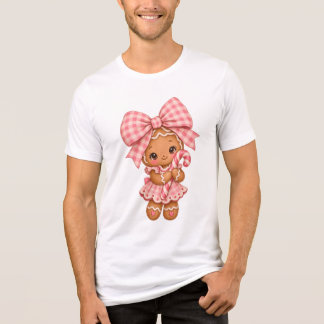 Süße rosa Lebkuchen-Mädchen-Weihnachts-Wasserfarbe Tri-Blend Shirt