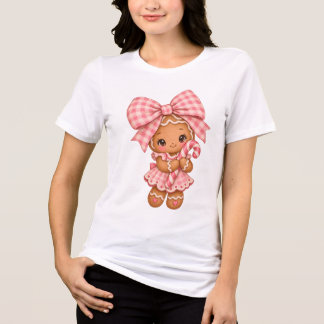 Süße rosa Lebkuchen-Mädchen-Weihnachts-Wasserfarbe Tri-Blend Shirt