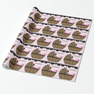Süße rosa Leopard-Babyparty Geschenkpapier
