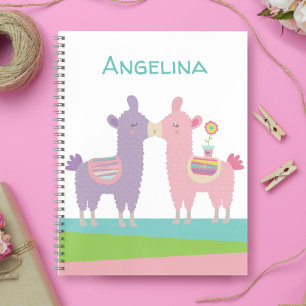 Süße rosa lila Lamas küssen kawaii Mädchen-Schule Notizbuch
