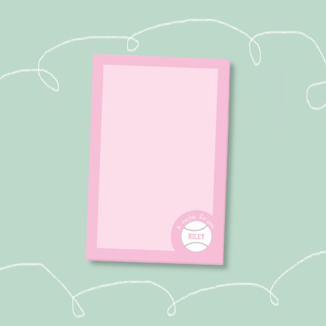 Süße rosa Mädchen-Baseball-Notizen Post-it Klebezettel (Girly pink personalized baseball sticky notes . )