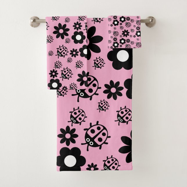Süße rosa Marienkäfer Kinder Badhandtuch Set (Insitu)