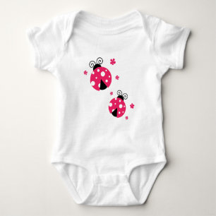 Süße rosa Marienkäfer und Blumen Baby Strampler
