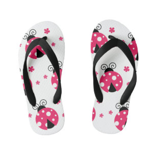 Süße rosa Marienkäfer und Blumen Kinderbadesandalen